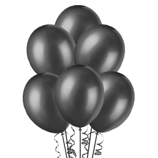 Ink Black Pearl Latex Balloons 30cm (Pack of 50)