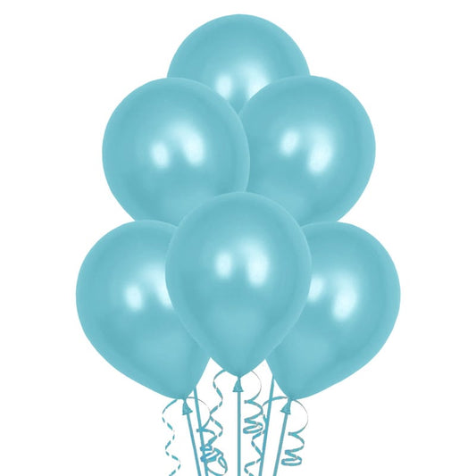 Light Blue Metallic Latex Balloons 30cm (Pack of 25)