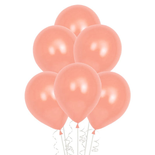 Rose Gold Metallic Latex Balloons 30cm (Pack of 25)