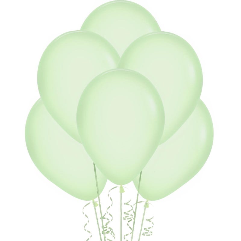 Neon Coloured Mint Green Latex Balloons (Pack of 6)