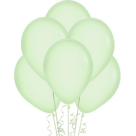 Neon Coloured Mint Green Latex Balloons (Pack of 6)