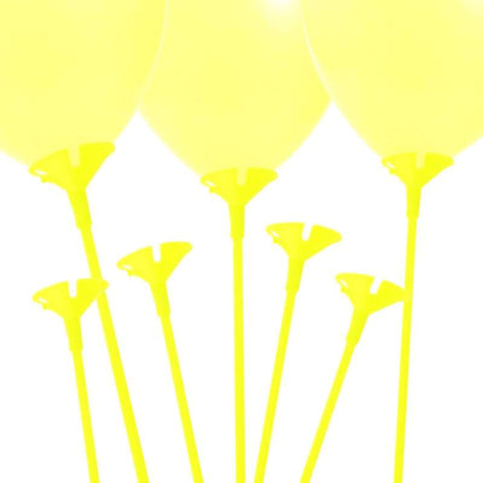 Yellow Balloon Sticks and Cups (Pack of 12)