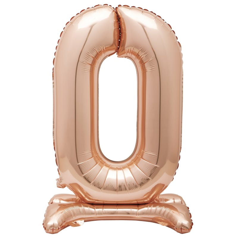 Rose Gold Number 0 Stand Up Air Fill Balloon 76cm