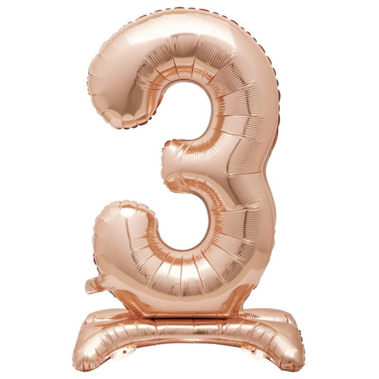 Rose Gold Number 3 Stand Up Air Fill Balloon 76cm