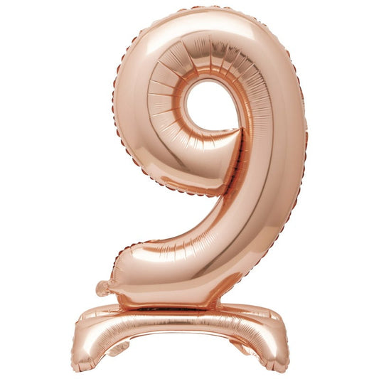 Rose Gold Number 9 Stand Up Air Fill Balloon 76cm