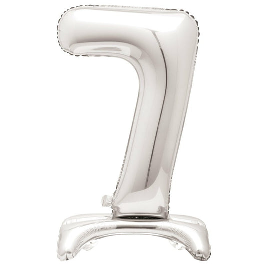 Silver Number 7 Stand Up Air Fill Balloon 76cm