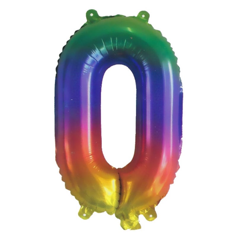 Rainbow Number 0 Balloon 35cm