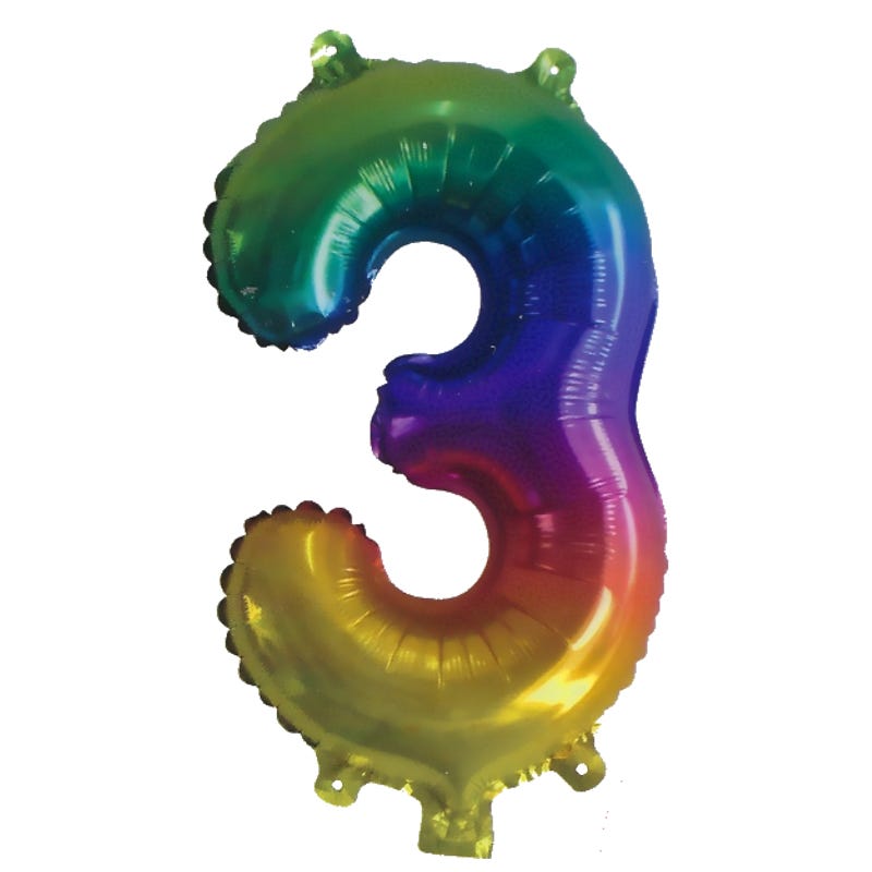 Rainbow Number 3 Balloon 35cm