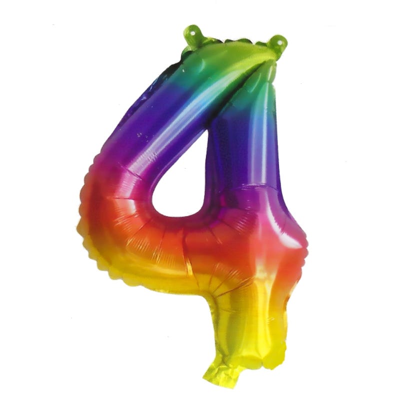 Rainbow Number 4 Balloon 35cm