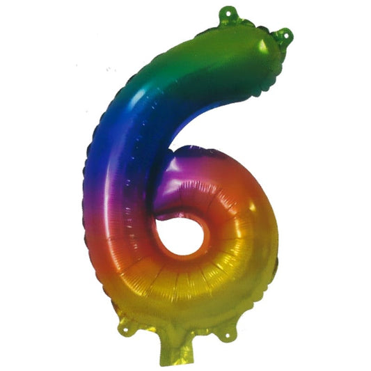 Rainbow Number 6 Balloon 35cm