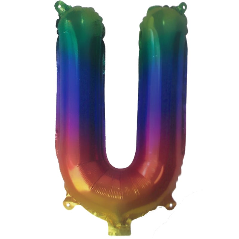 Rainbow Letter U Balloon 35cm