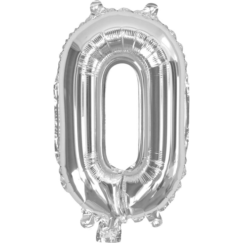 Silver Number 0 Balloon 35cm