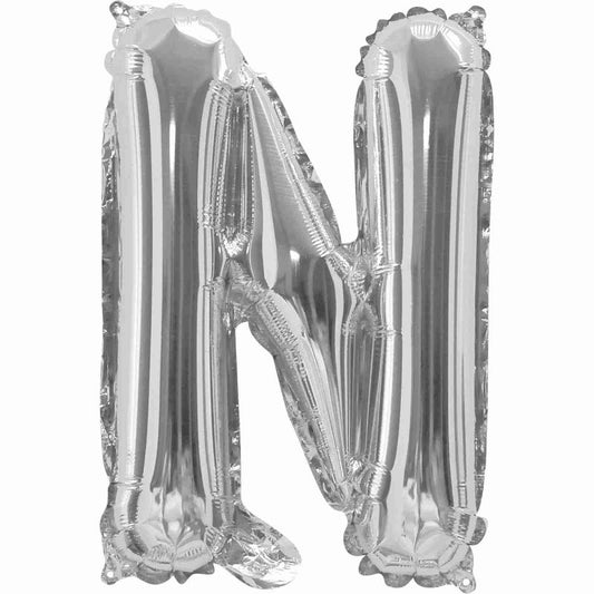 Silver Letter N Balloon 35cm