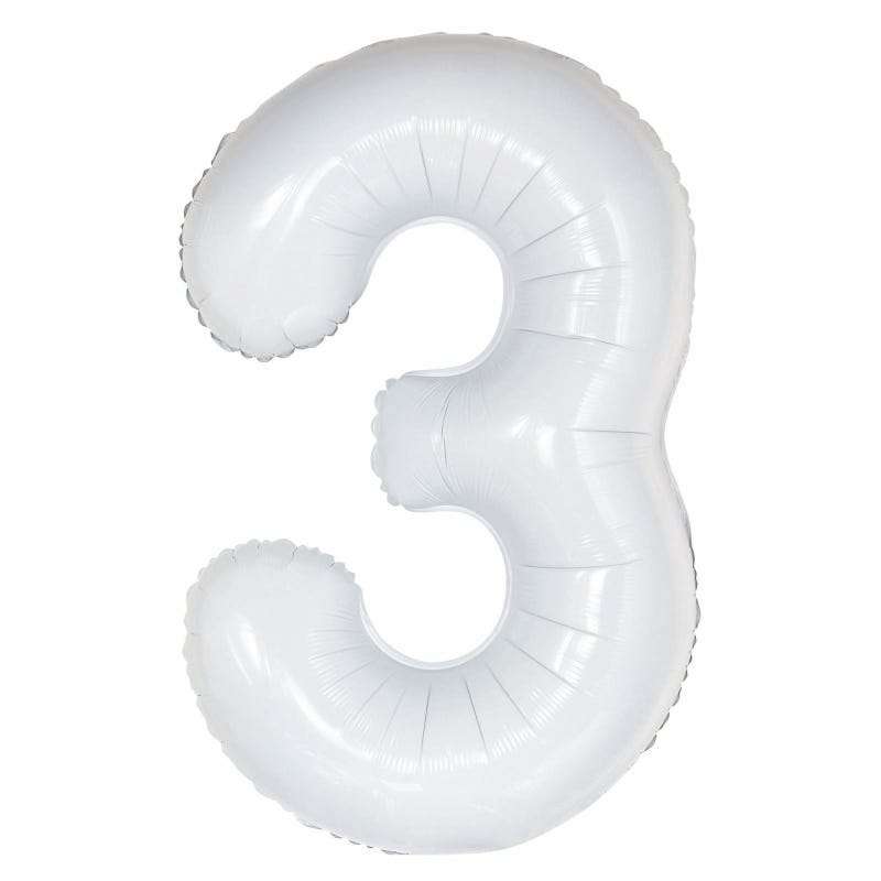 White Foil 3 Balloon 86cm