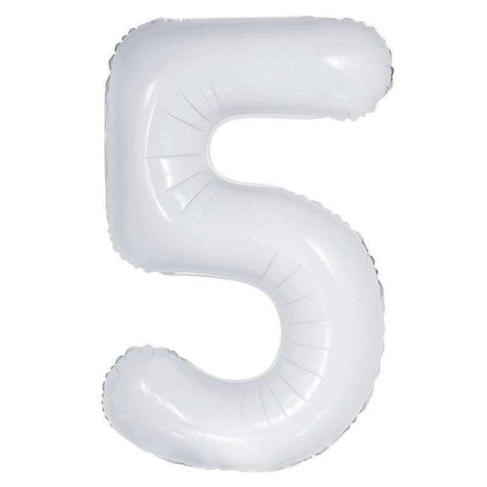 White Foil 5 Balloon 86cm