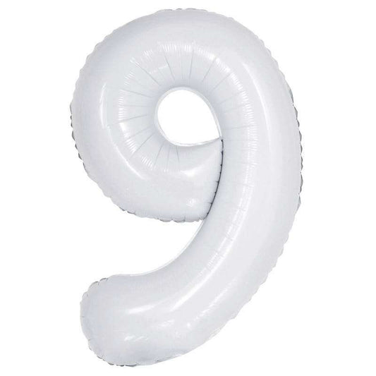 White Foil 9 Balloon 86cm