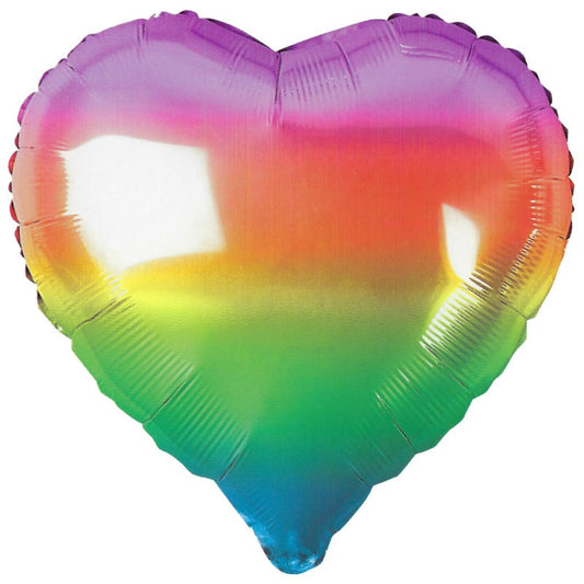 Rainbow Heart Helium Balloon 45cm