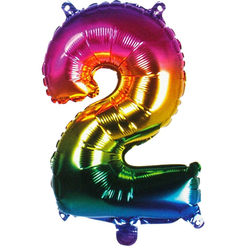 Rainbow Number 2 Balloon 86cm