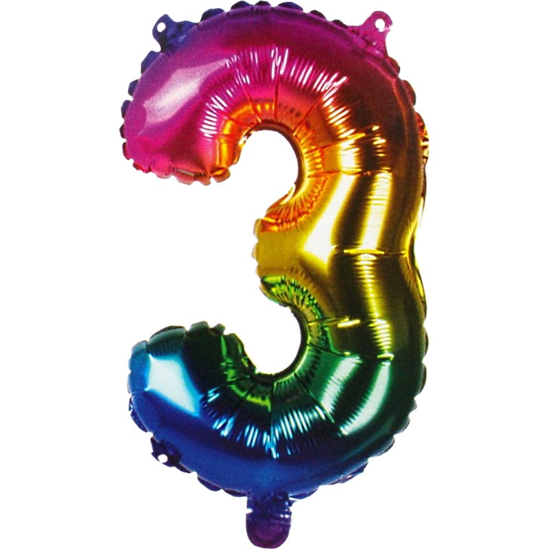 Rainbow Number 3 Balloon 86cm