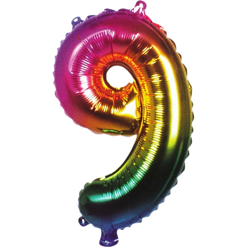 Rainbow Number 9 Balloon 86cm