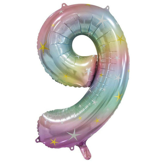 Pastel Rainbow Number 9 Balloon 86cm