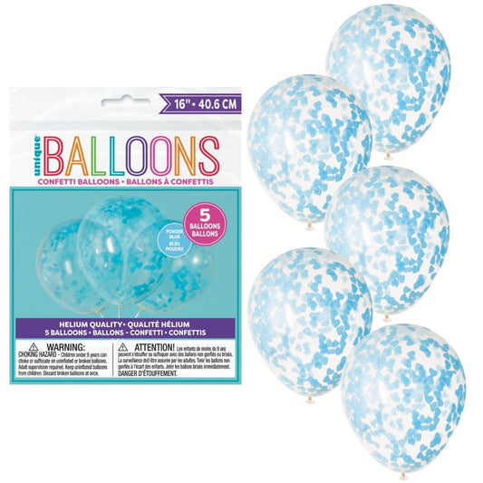 Blue Heart Confetti Balloons (Pack of 5)