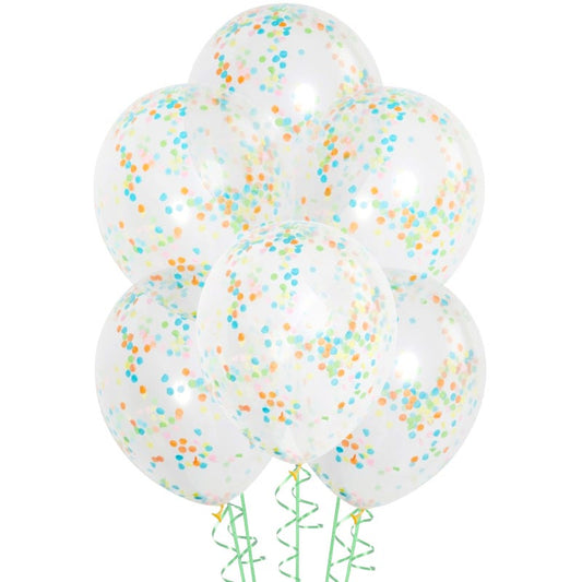 Multi-Colour Pre-Filled Confetti Balloons (Pack of 6)