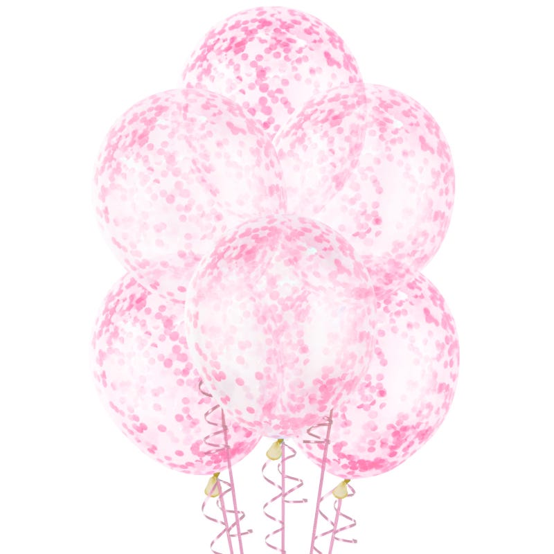 Hot Pink Pre-filled Confetti Balloons (Pack of 6)