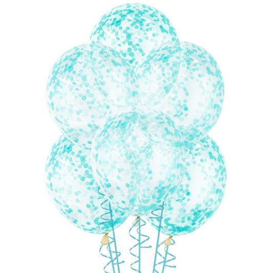 Teal Pre-filled Confetti Balloons (Pack of 6)