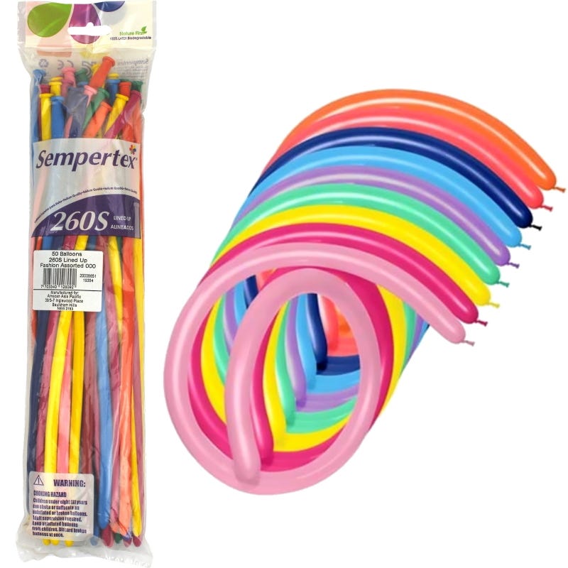 Fashion Coloured Modelling Balloons (Pack of 50)