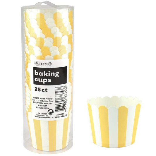 Yellow and Yellow Striped Baking Cups (Pack of 25)