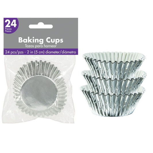 Silver Metallic 5cm Baking Cups (Pack of 24)