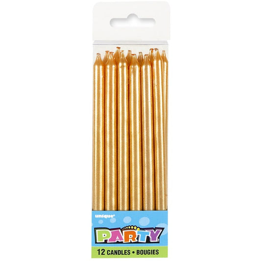 Gold Birthday Candles (Pack of 12)