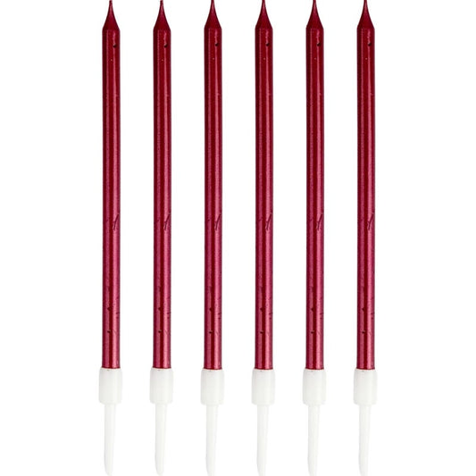 Metallic Red Birthday Candles (Pack of 6)