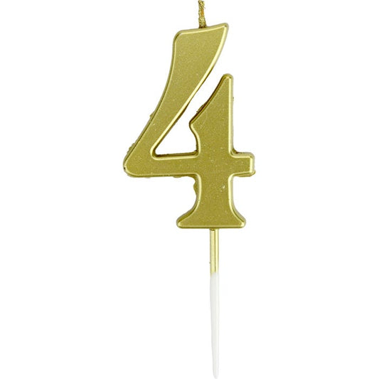 Gold Decorative Number 4 Candle