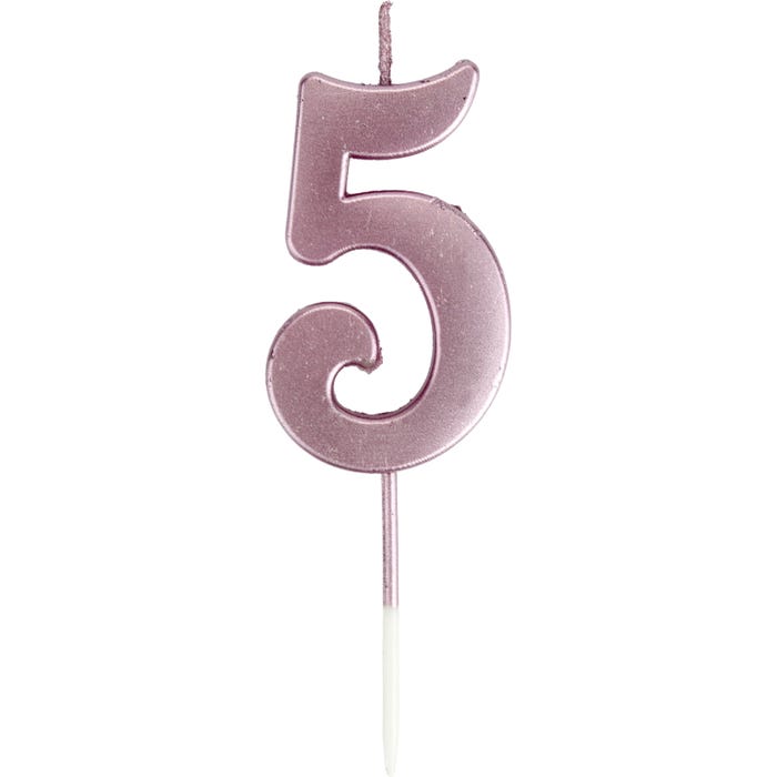 Pink Rose Gold Decorative Number 7 Candle