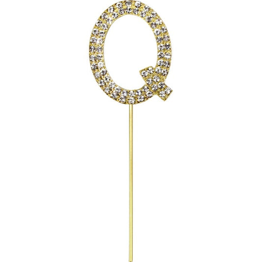 Gold Diamante Letter Q Cake Topper