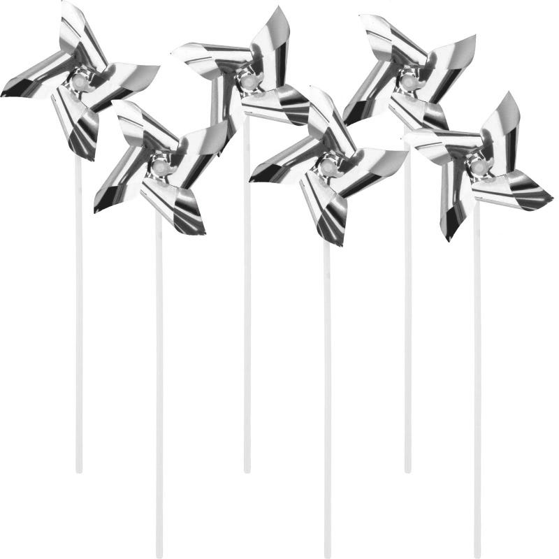 Silver Pinwheel Cake Toppers (Pack of 6)