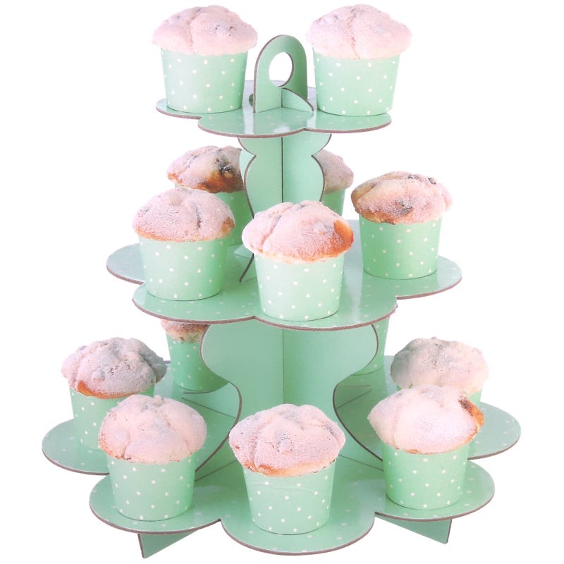 Pastel Mint and White Dot Cupcake Stand