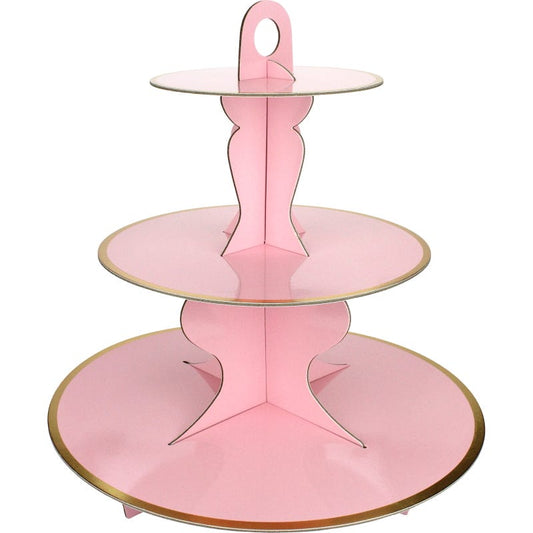 Pink Cupcake Stand With Gold Trim