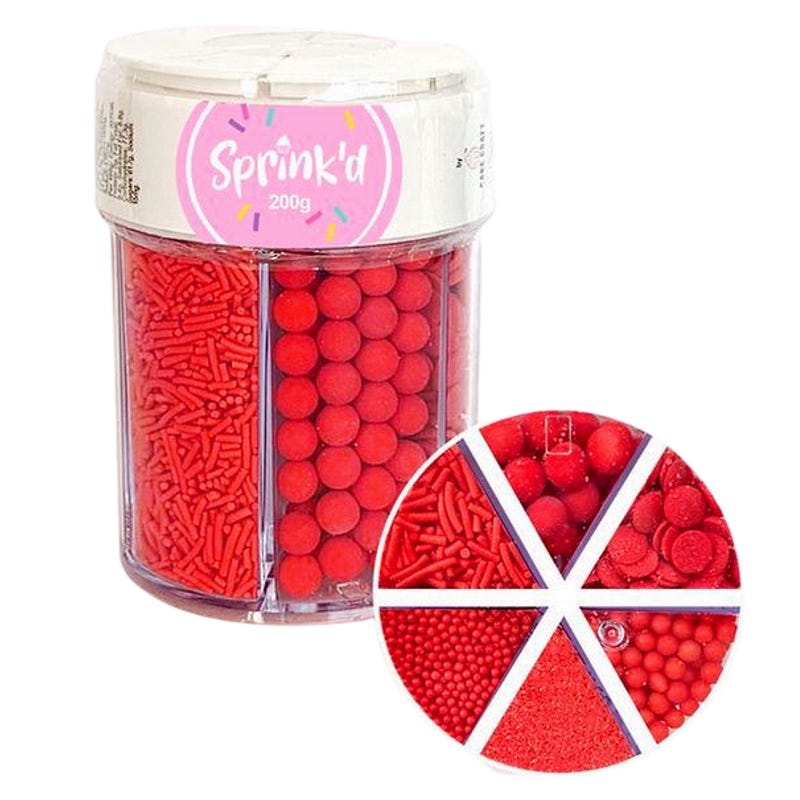 Sprink'd Red 6 Section Mixed Sprinkle Jar