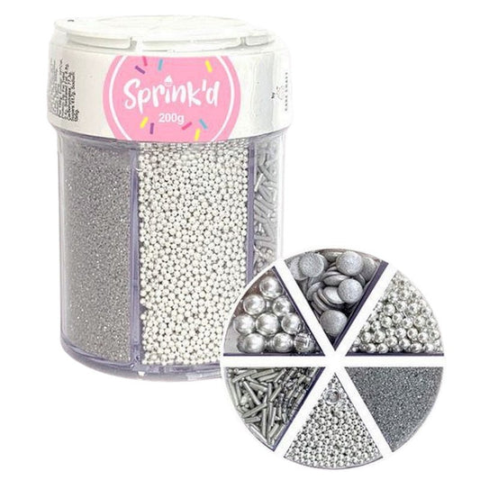 Sprink'd Silver 6 Section Mixed Sprinkle Jar