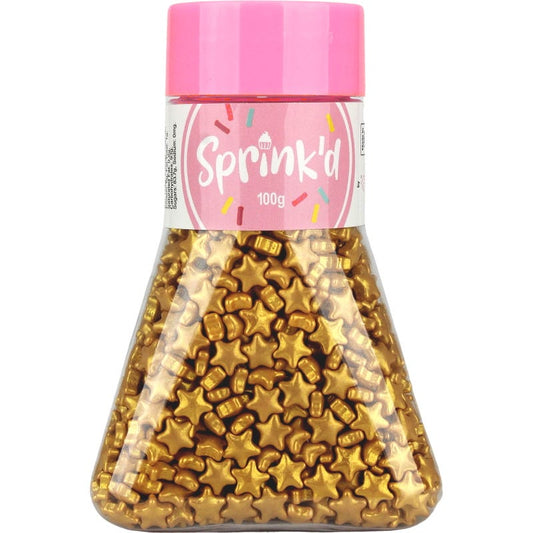 Sprink'd Shiny Gold Stars Edible Cupcake Decorations 100g