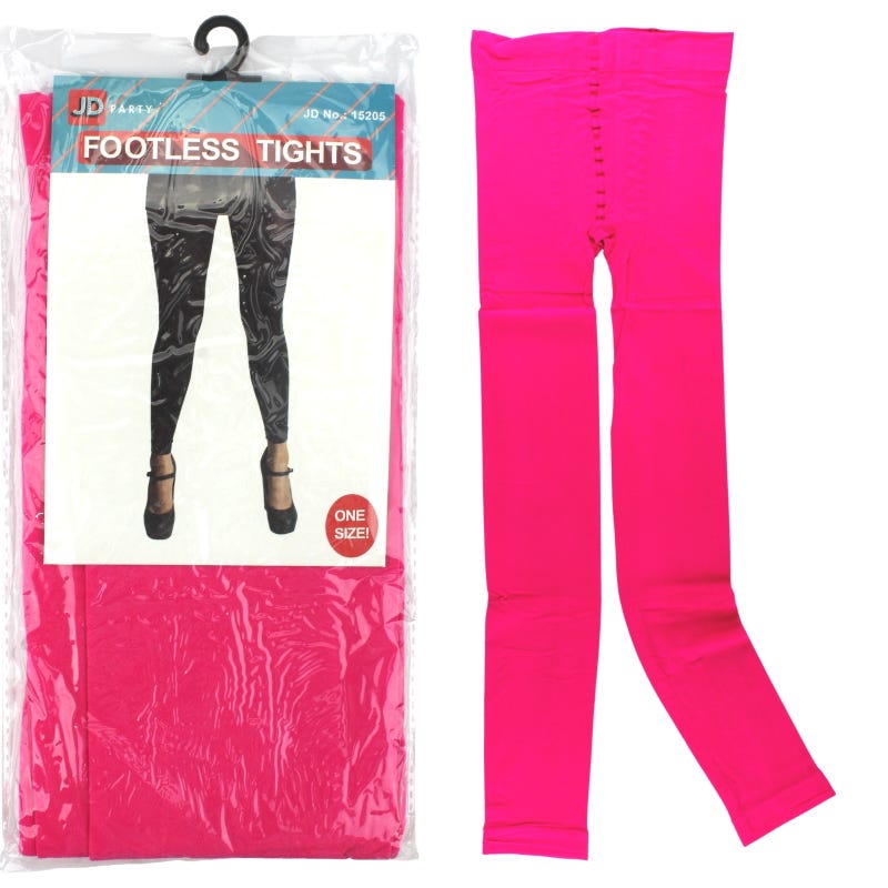 Neon Pink Footless Tights (1 Pair)