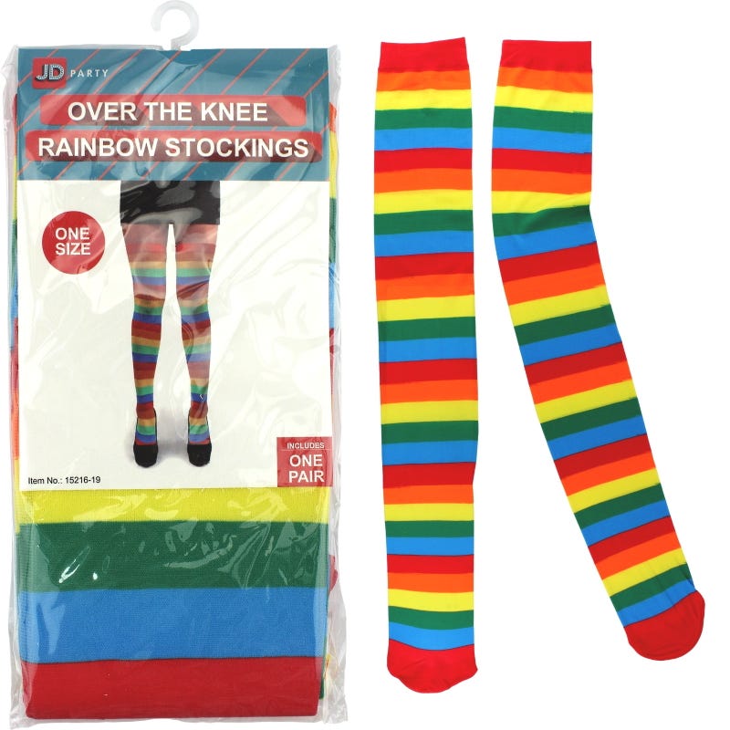 Over The Knee Rainbow Striped Stockings (1 Pair)