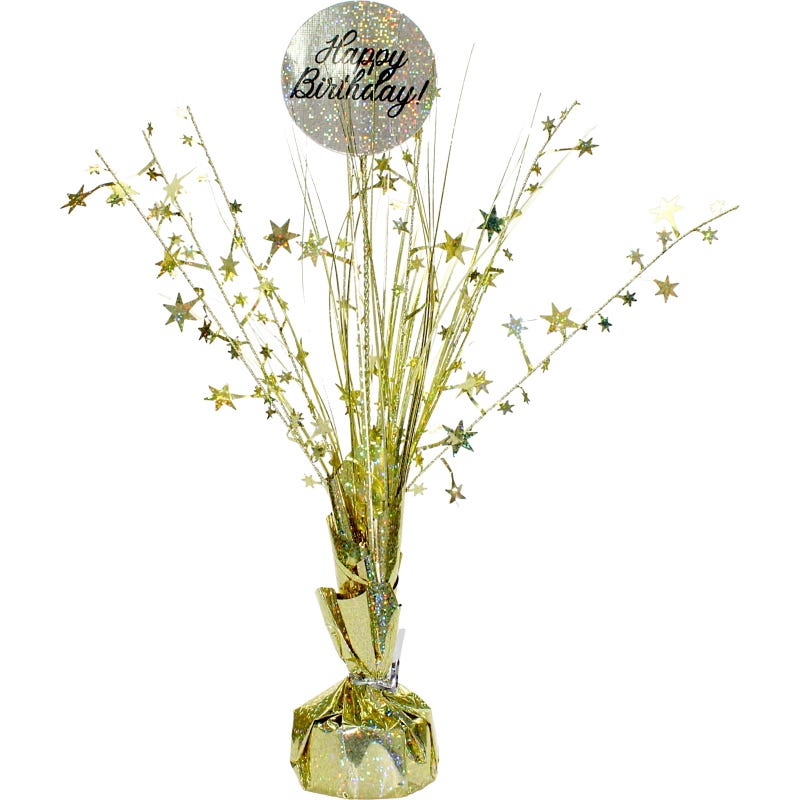 Prismatic Happy Birthday Gold Spray Centrepiece