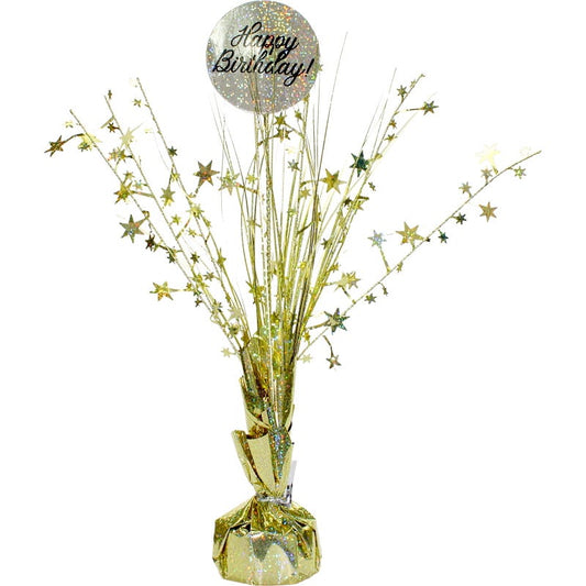 Prismatic Happy Birthday Gold Spray Centrepiece