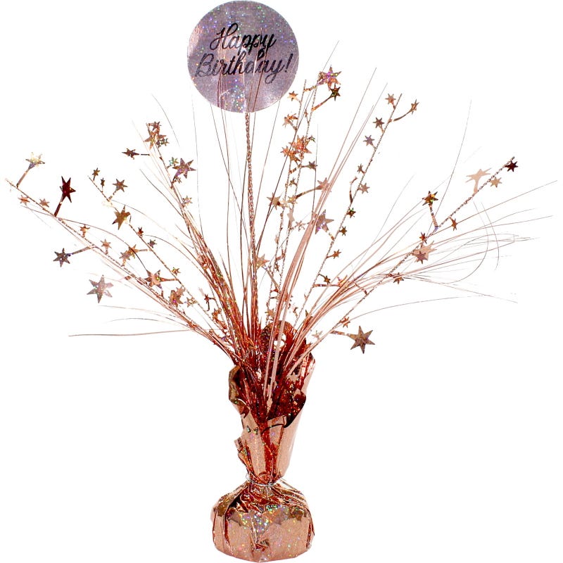 Prismatic Happy Birthday Rose Gold Spray Centrepiece