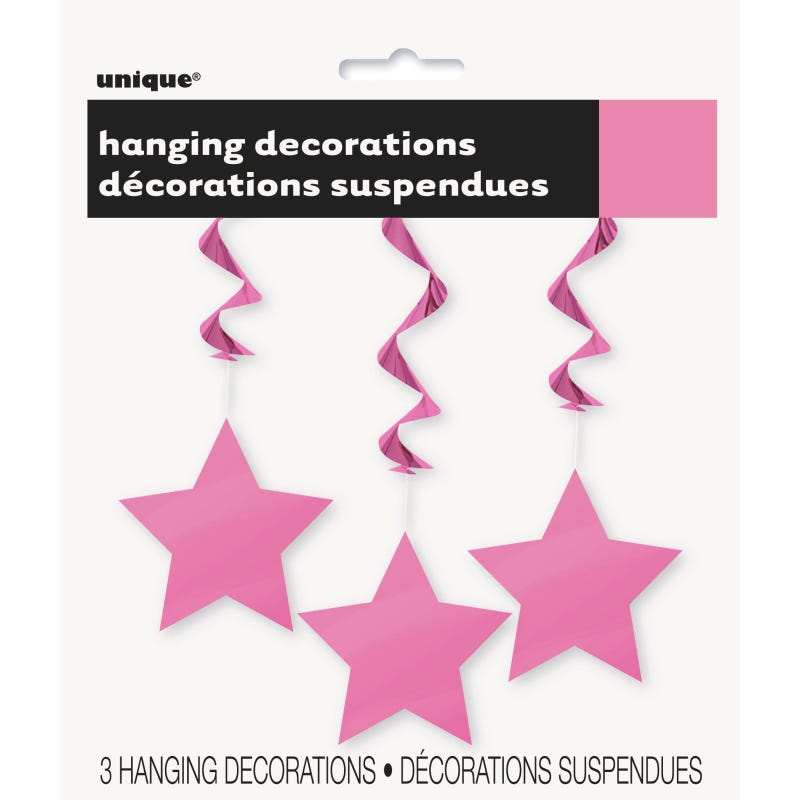 Star Hanging Decorations Pink (Pack of 3)