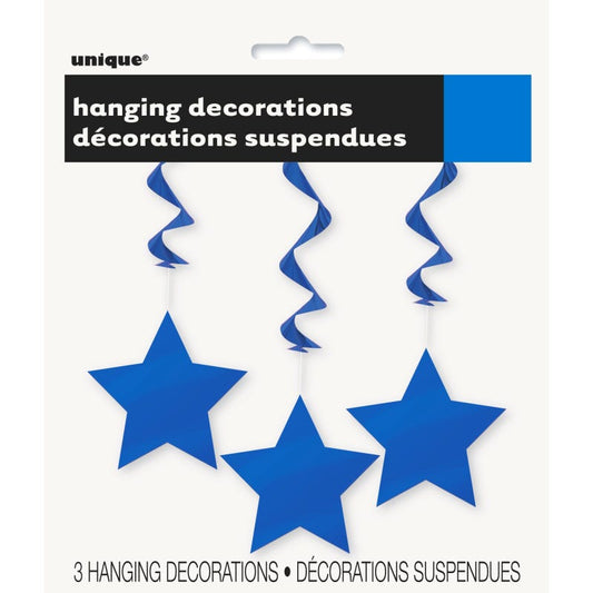 Star Hanging Decorations Royal Blue (Pack of 3)